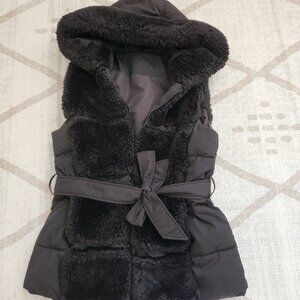 Faux Fur Hooded Belted Vest